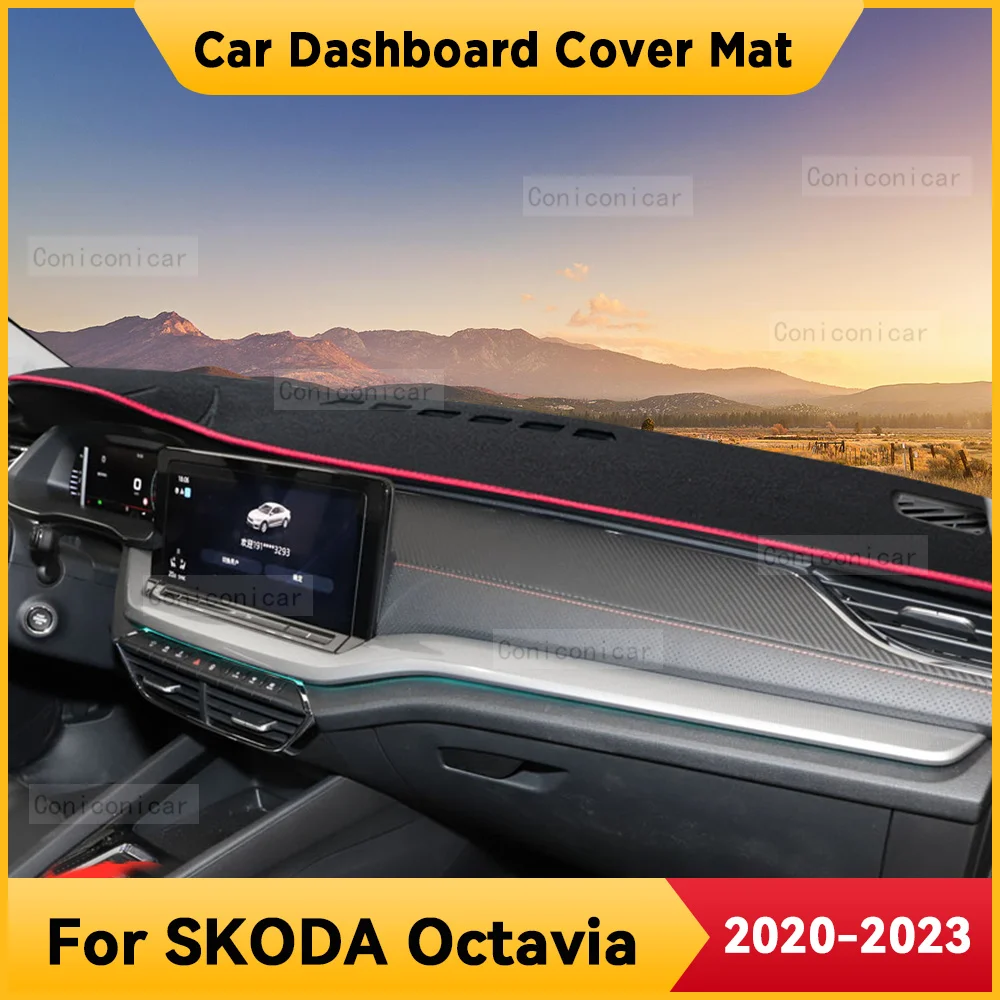 

For SKODA Octavia 2020-2023 2022 Car Dashboard Cover Mat Non-slip Sun Shade Cushion Protective DashMat Pad Interior Accessories