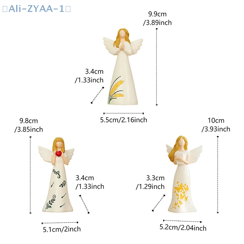 【ZYAA-1】3 قطع تماثيل ملاك للنساء - تمثال ملاك حارس الراتنج هدية لتزيين عيد الميلاد وعيد الشكر