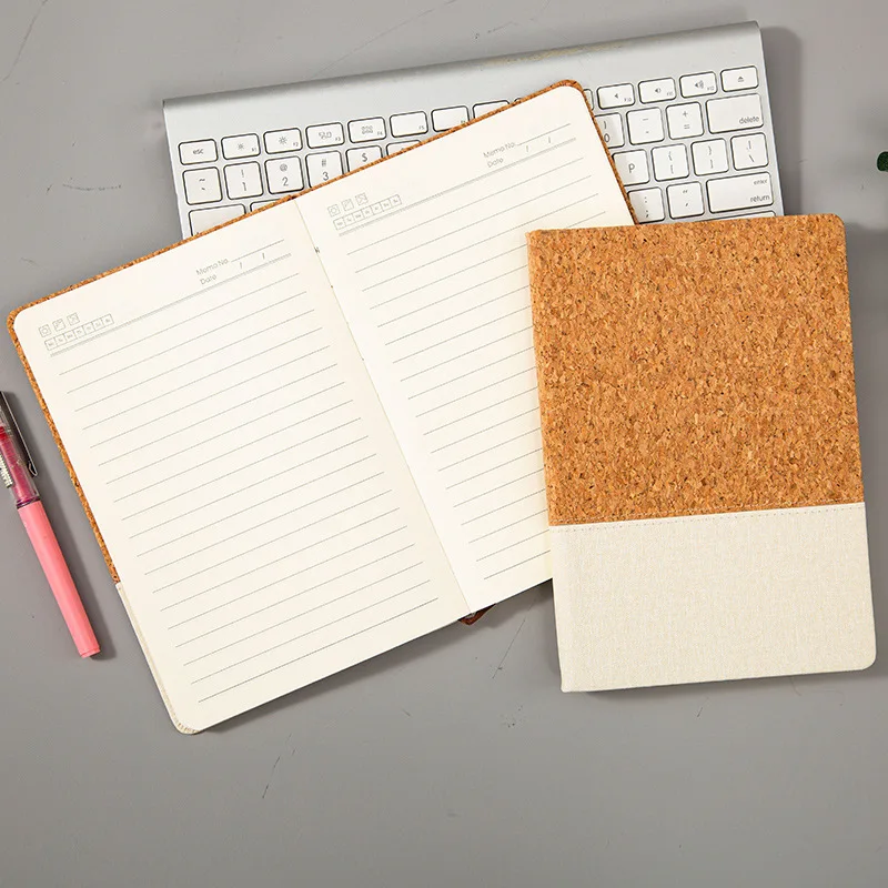 A5 environmental protection business office notepad splicing cork grain wheat straw notebook set can print logo agenda planner