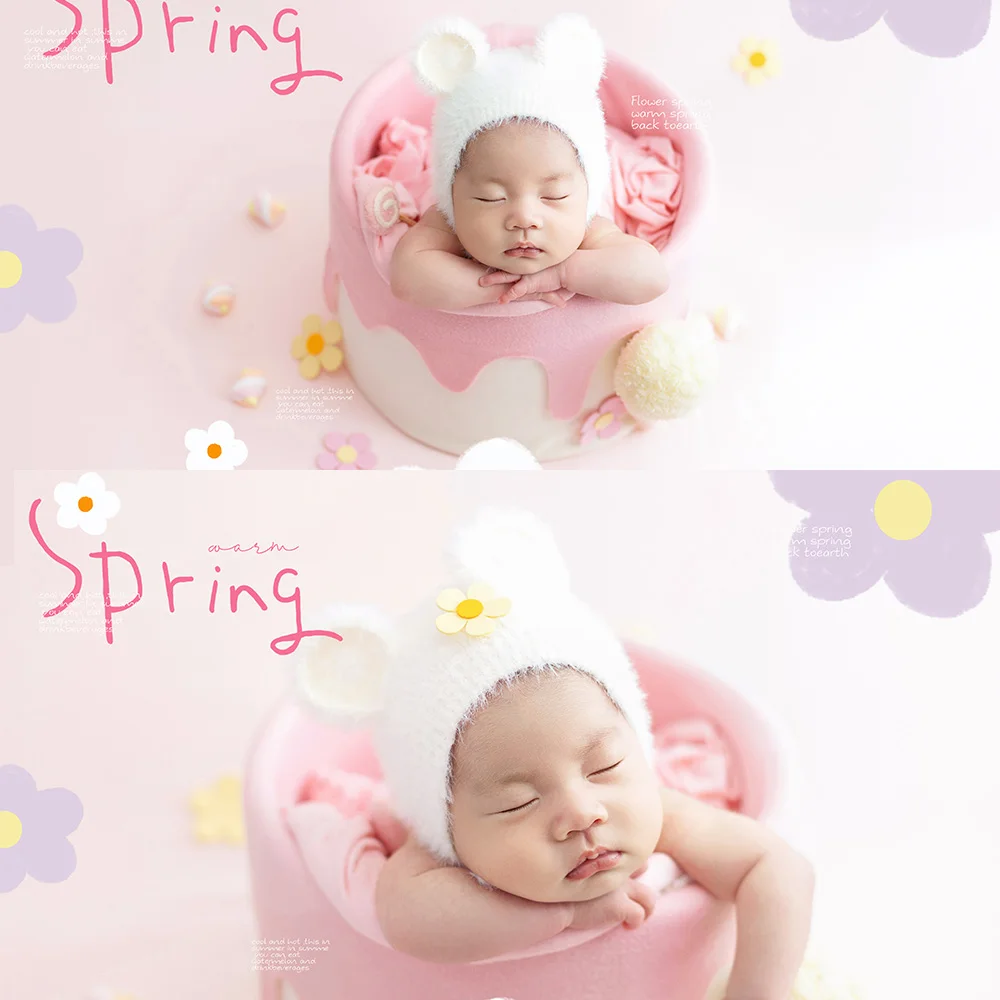 Newborn Photography Props Set Baby Swaddle Wrap Knit Bear Hat Barrels Packaging Studio Full Moon Baby Shooting Props Accessories