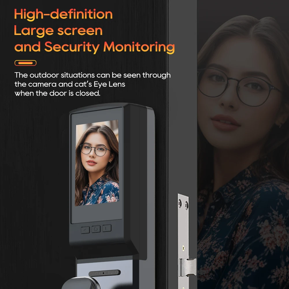 SANKESONG Tuya Smart 3D Face Door Lock Security Camera Monitor Intelligent Fingerprint Password Biometric Electronic Key Unlock