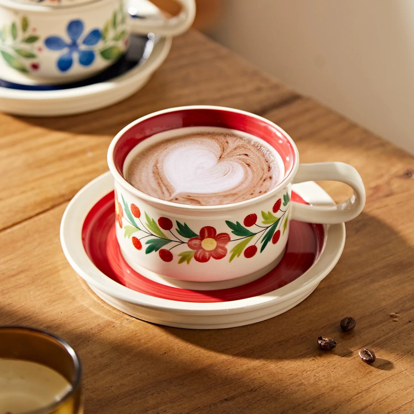 

HYS retro ceramic coffee cup exquisite high-end light luxury cup and saucer set gift box souvenir housewarming cup