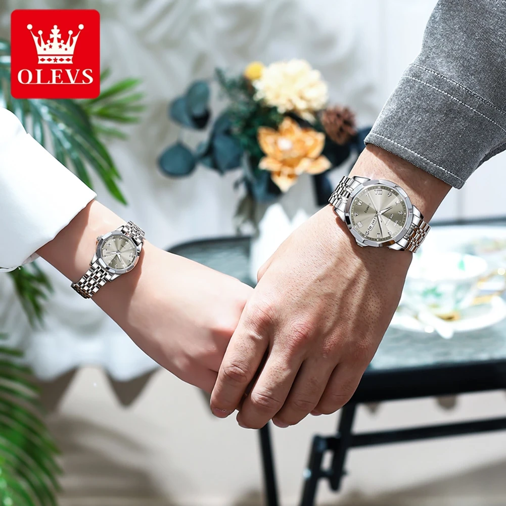 OLEVS-Montre à Quartz Étanche pour Couple, Originale, Tendance, Date, Semaine, Cadeau pour Amoureux, Nouvelle Collection