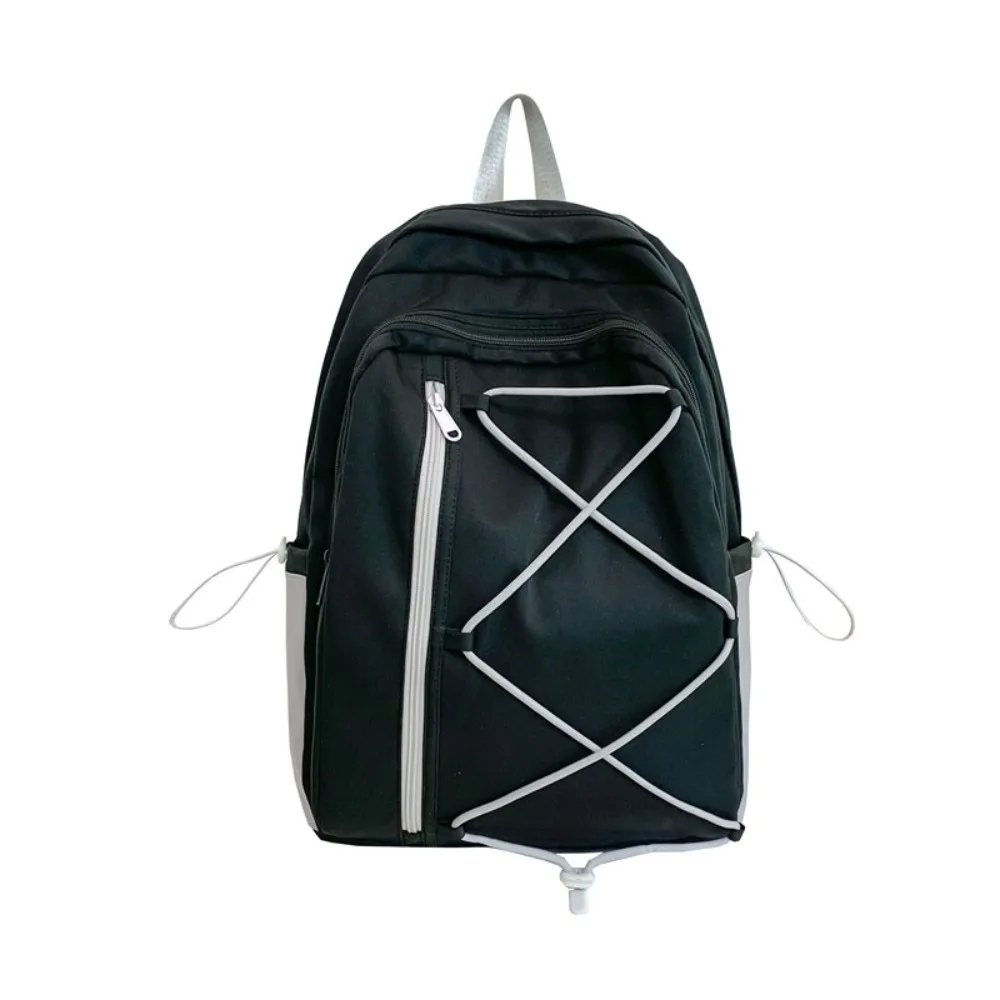 

Multi-pockets Drawstring Backpack Solid Color Dopamine Student School Bag Durable Large Capacity Travel Rucksack College