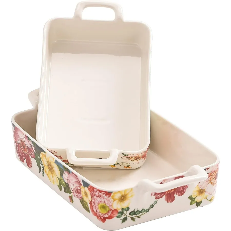 

Набор форм для выпечки из камней Peony Heaven, набор из 2-х больших прямоугольных форм для выпечки, сковорода для запекания Lasagna, микроволновая печь Di