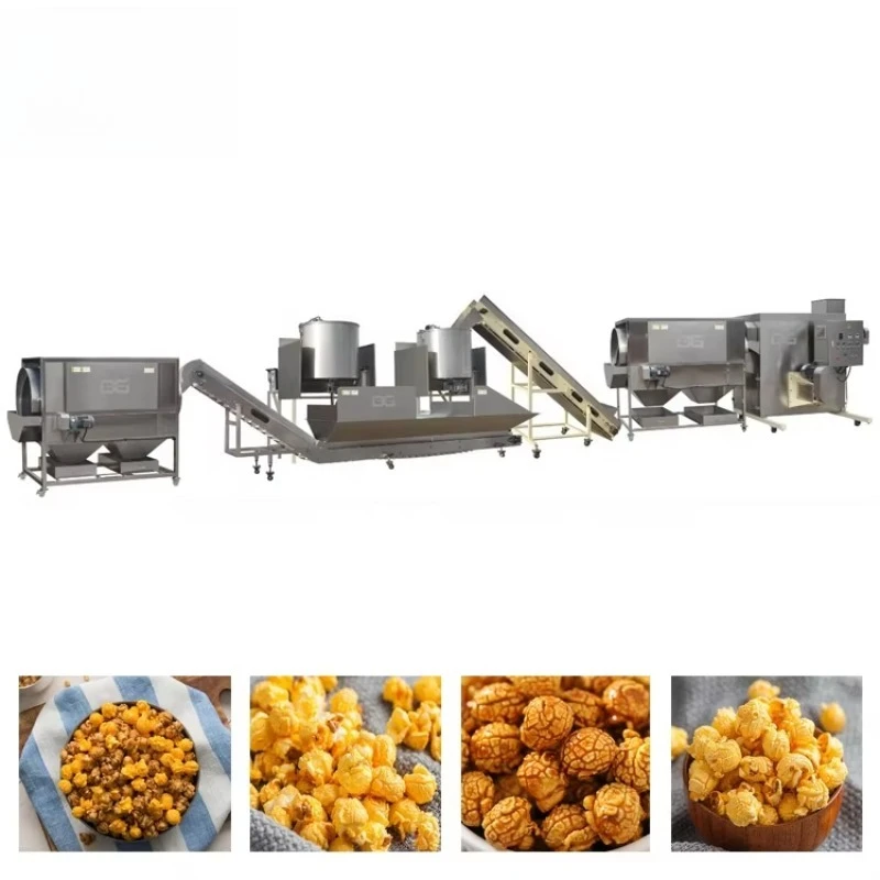 200kg/h Caramelized Air Popped Popcorn Machine Automatic Continuous Flavored Coater Equipment Custom