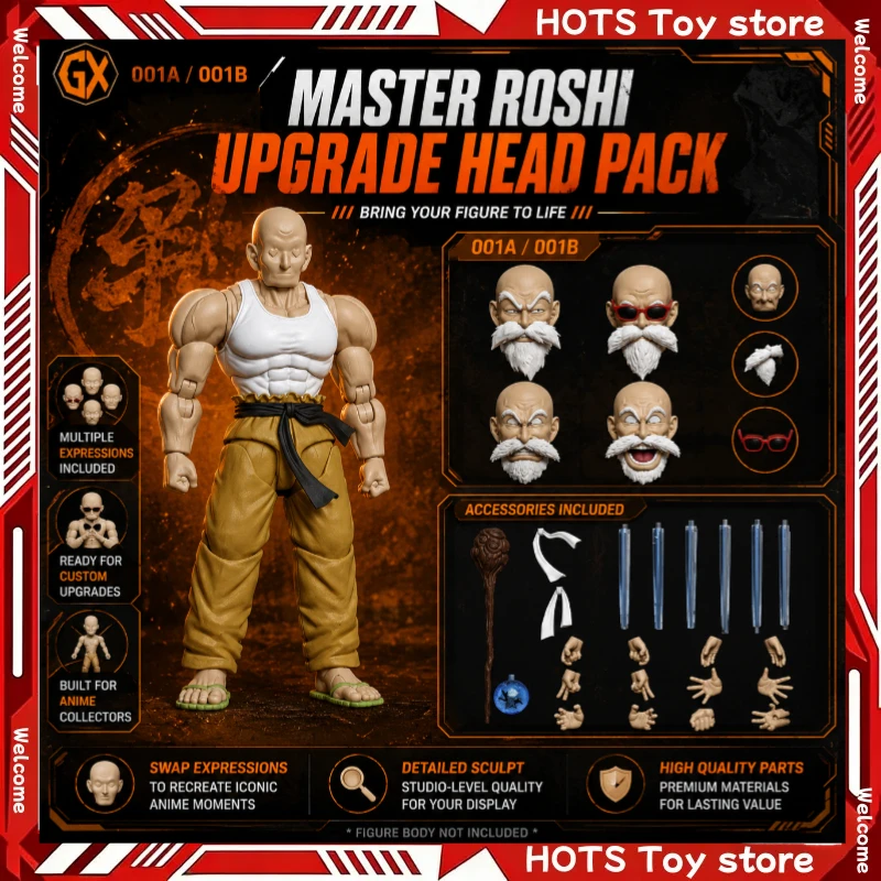 

New GX Studio 001A 001B Anime Dragon Ball Master Roshi Buff Form Figure Action Model Collectible Toy Gift for Collection Model