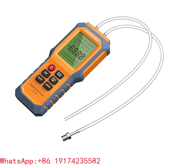 Handheld Plastic Dual-Port Digital Manometer for HVAC Gas Pressure Testing and Natural Gas Pipeline Ventilation Detection