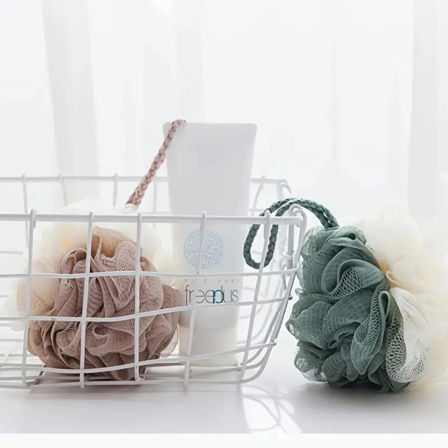 Großes Schaumbad-Set mit Badeblumen – Schaumbad-Set für Mädchen – Schaumbadetuch und Rücken-Peeling-Set