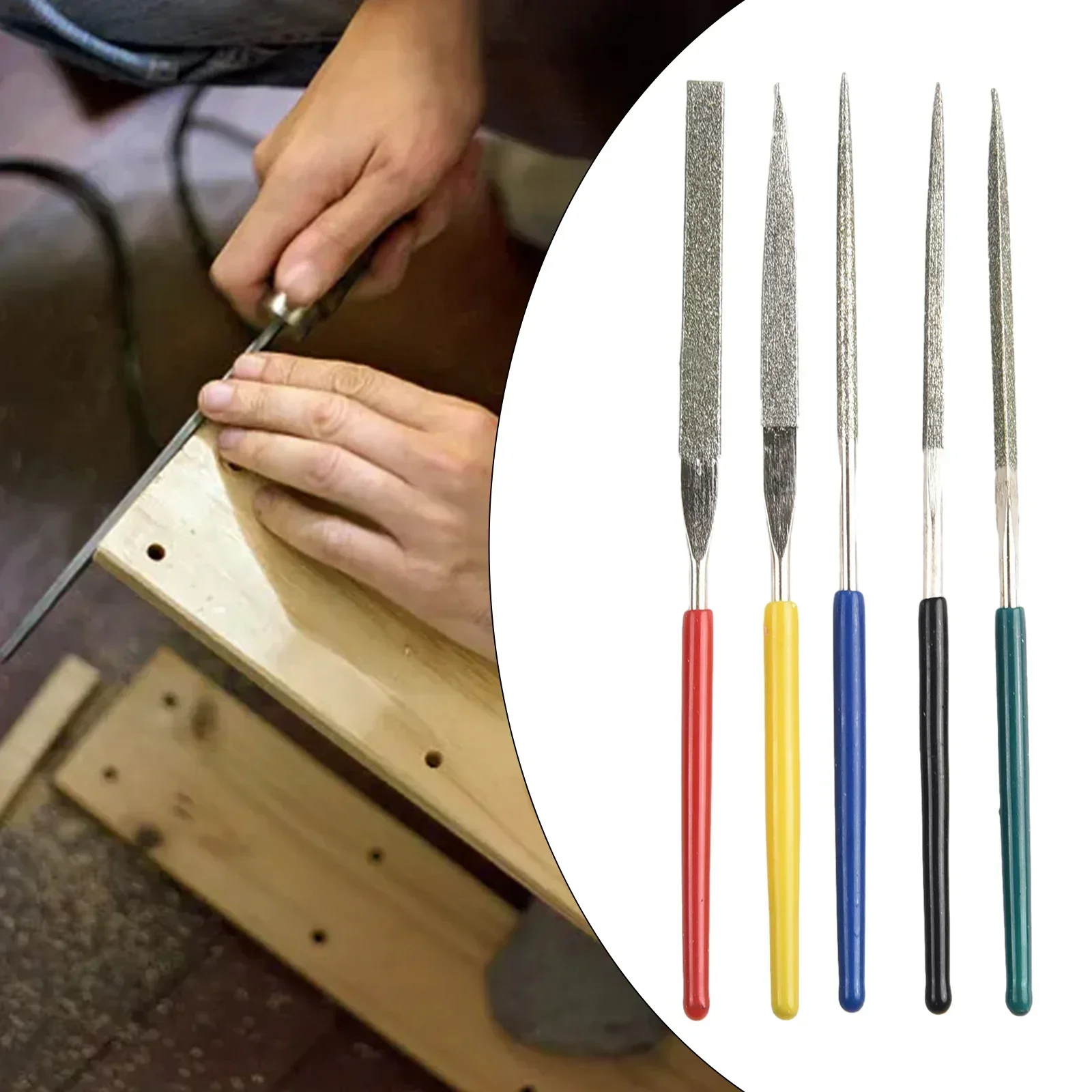 New Files Small Needle Woodworking Deburring Diamond Files Flat Grinding Hand Tool Metal Multi Purpose Non-slip