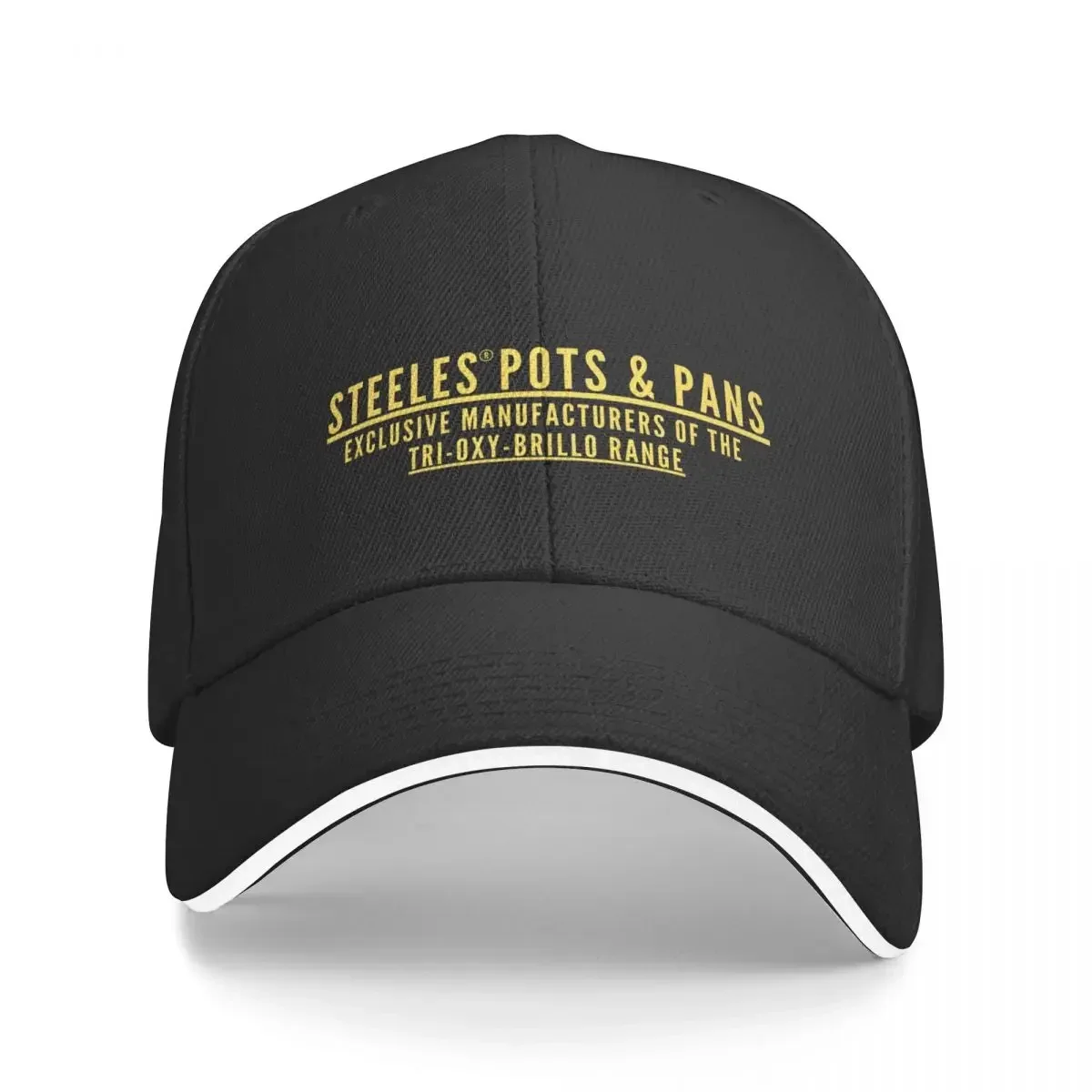 

Steeles pots and pans, Exclusive manufacturers of theTri-Oxy-brillo range,Belinda Blinked Baseball Cap