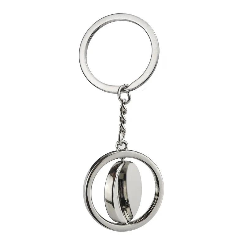 20 Pcs Round Blank Keychain 360 Rotating Metal Tag Keychain Car Keychain