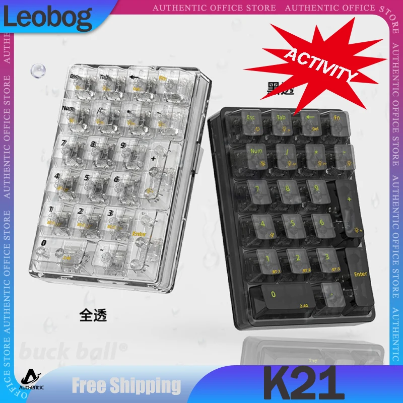 

Leobog K21 Numpad Kit 3Mode 2.4G Bluetooth Wireless Keyboard Kit Rgb Hot-Swap 21Key Customized Portable Mini Numeric Keypad Gift