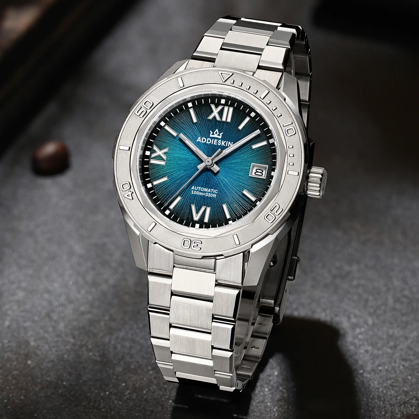 AddiesKin ساعة رجالية مقاومة للماء الياقوت كريستال 9015 حركة أوتوماتيكية ساعة ميكانيكية مضيئة reloj hombre ساعة غواص جديدة