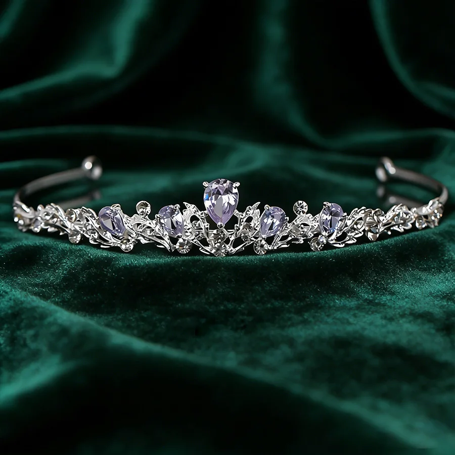 Elegant and luxurious multi-colored crystal crown, suitable for wedding brides and evening party looks