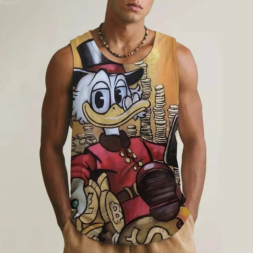 Cross border European size Disney Donald Duck print round neck fitness vest, underwear, muscle fast drying basketball vest