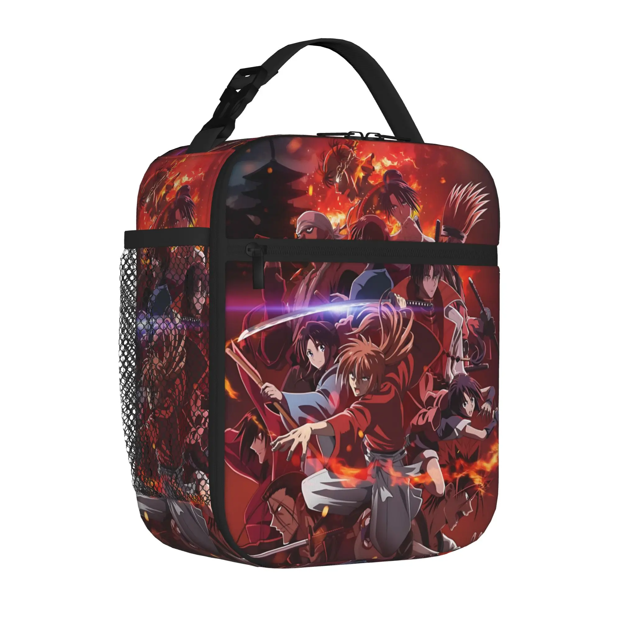 1 Piece Zipper Closure Fire Storage Bag Pocket R-Rurouni KenshinS  School Lunch Food Box Reusable For Lunch Food Bag