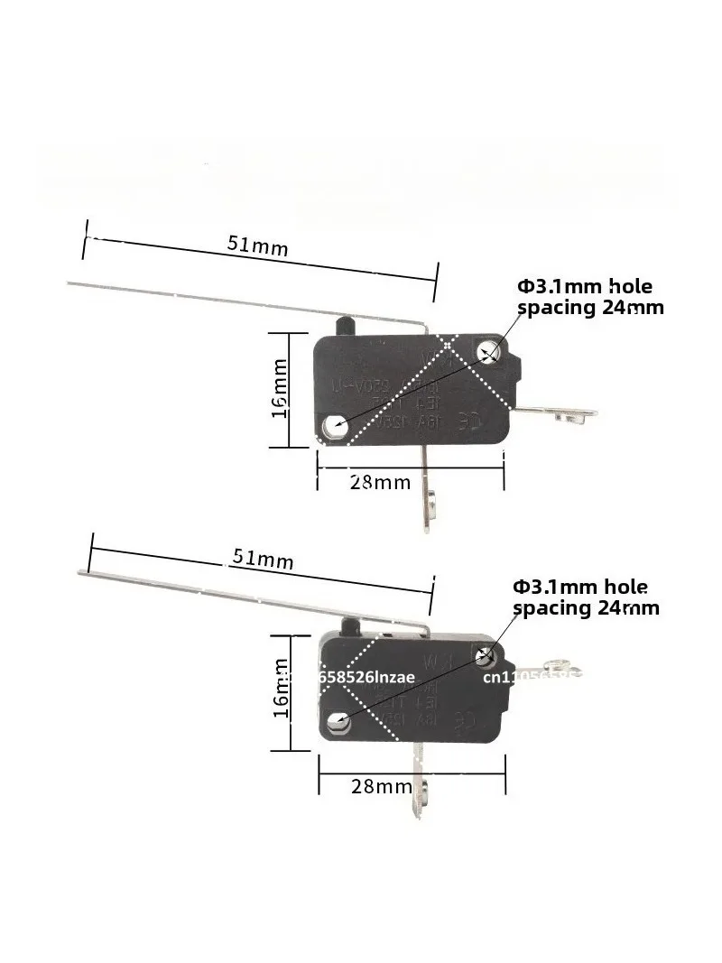 2pcs Electric Water Heater Anti-Dry Micro Switch 16A, Stroke Limit Switch, Silver Dot Thickened Reinforced