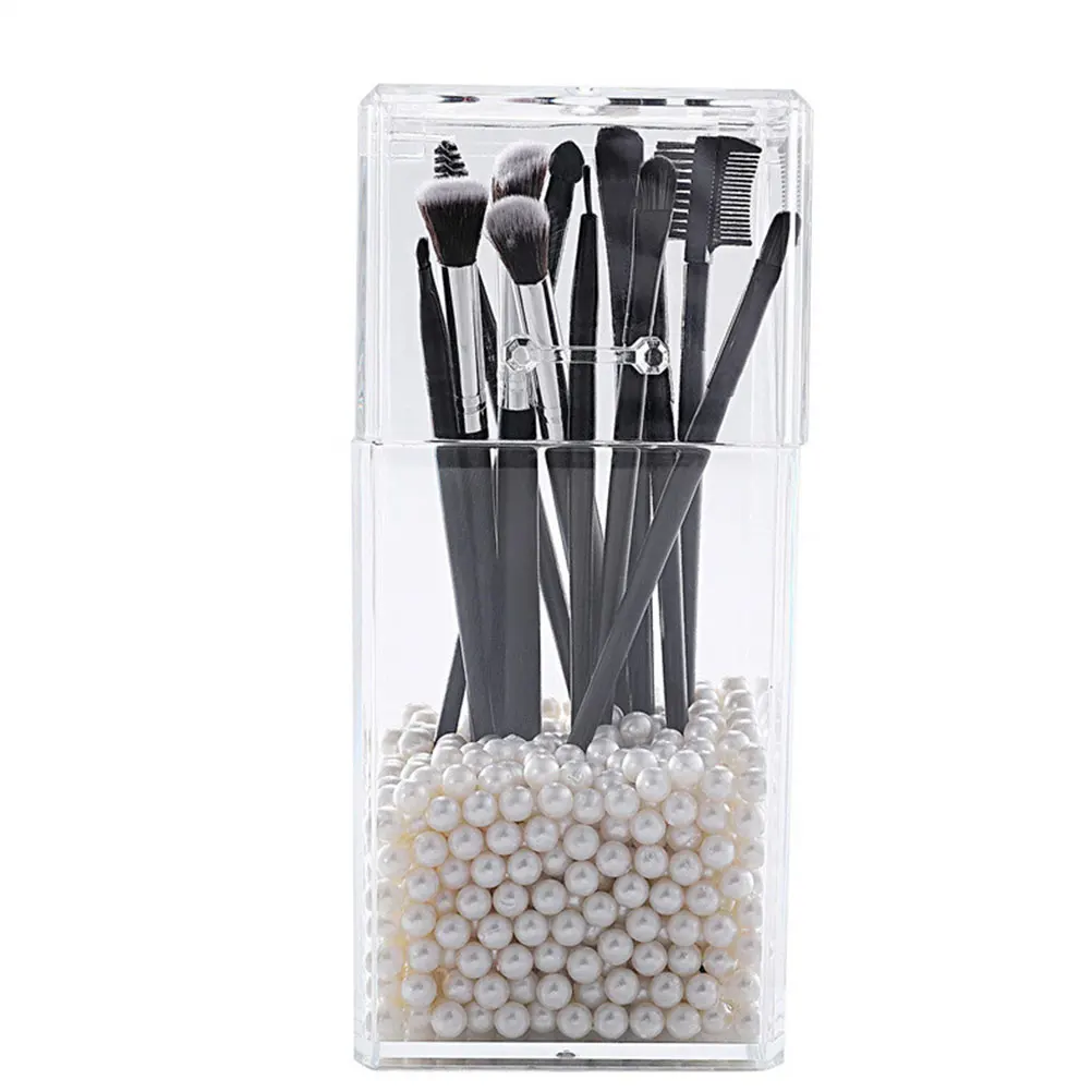 

Stylish Acrylic Pen Stationery Box Organizer Makeup Brush Storage Desktop Accessories Office Home Decor Gift Large Capacity