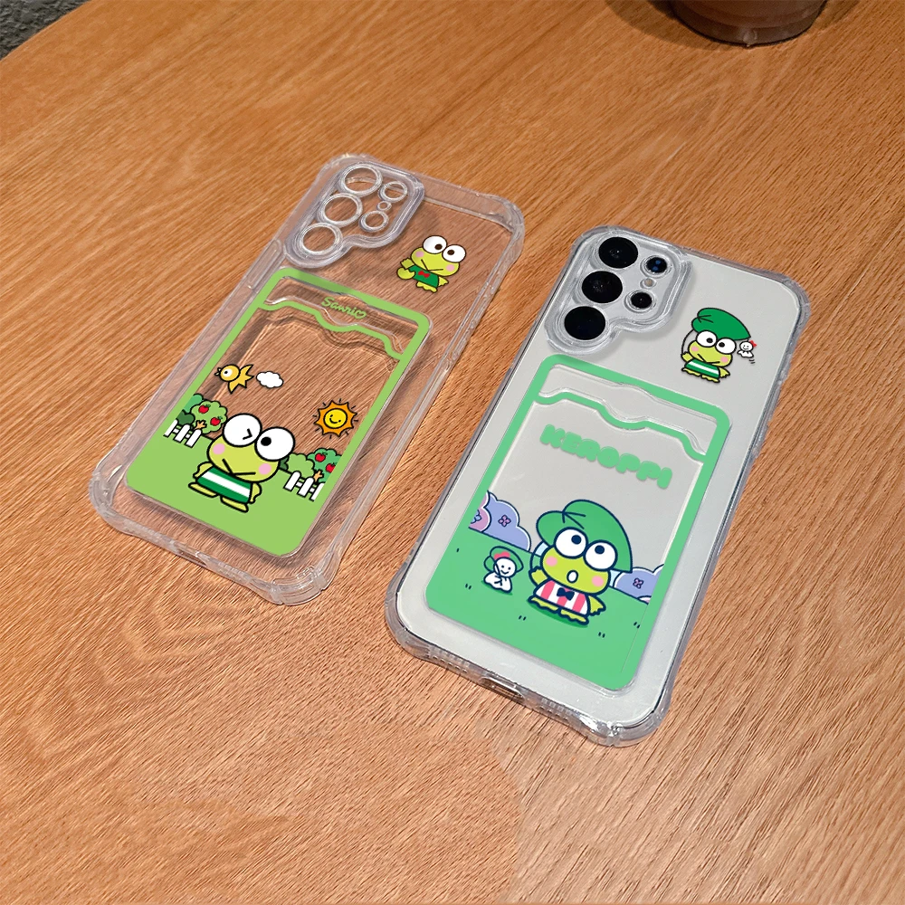 Funda con tarjetero de Anime Kero Kero Keroppi para Samsung A73 A72 A71 A55 A54 A53 A52 A35 A34 A33 A25 A24 A23 A15 A14 A05 5G