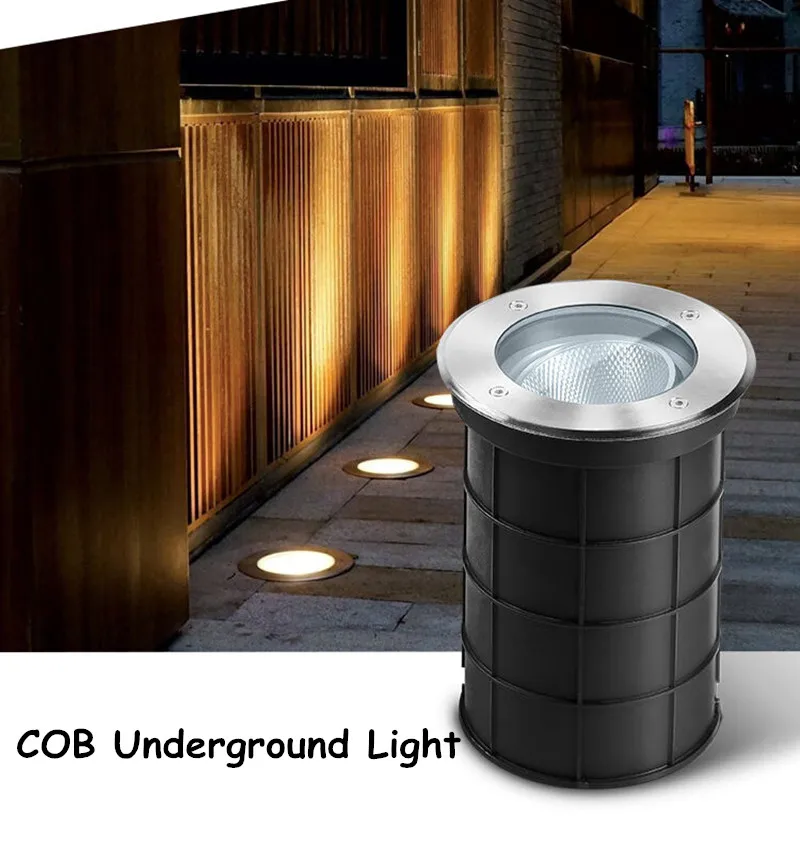 LED Adjustable Angle Underground Light COB Buried Lighting Recessed Outdoor Waterproof Round Ground Spotlight Garden Lights 10w