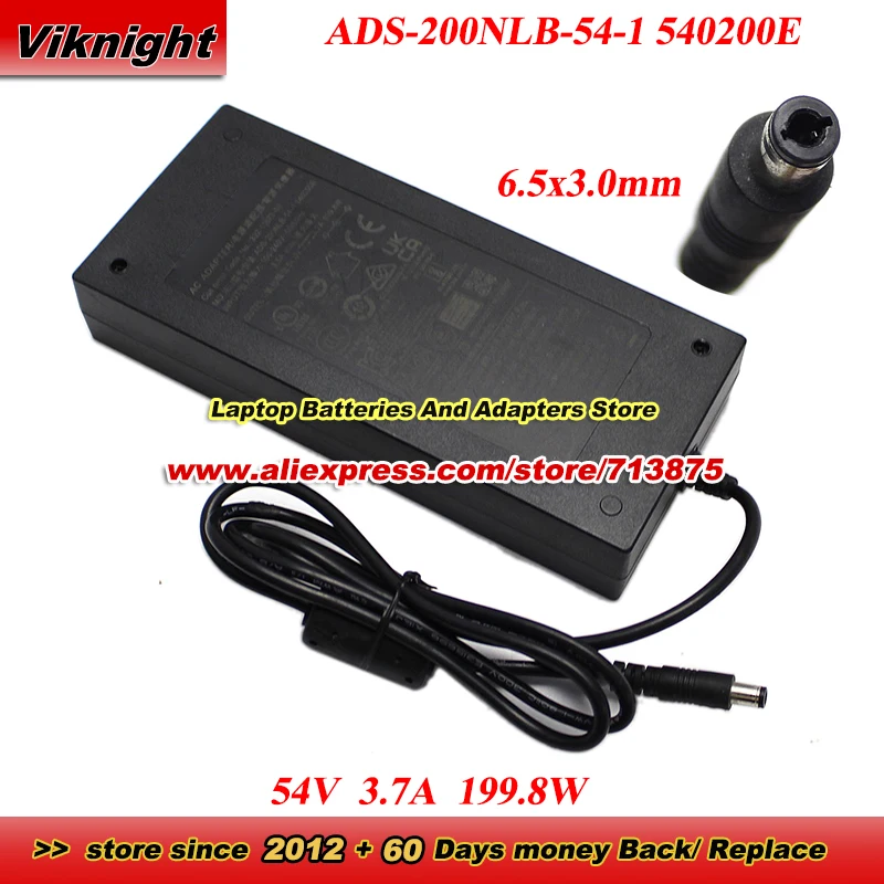 

ADS-200NLB-54-1 540200E AC Adapter 54V 3.7A1 99.8W 332-11673-01 For NETGEAR GS116PP POE 16 SWITCH with 6.5x3.0mm tip KPM200R-VI