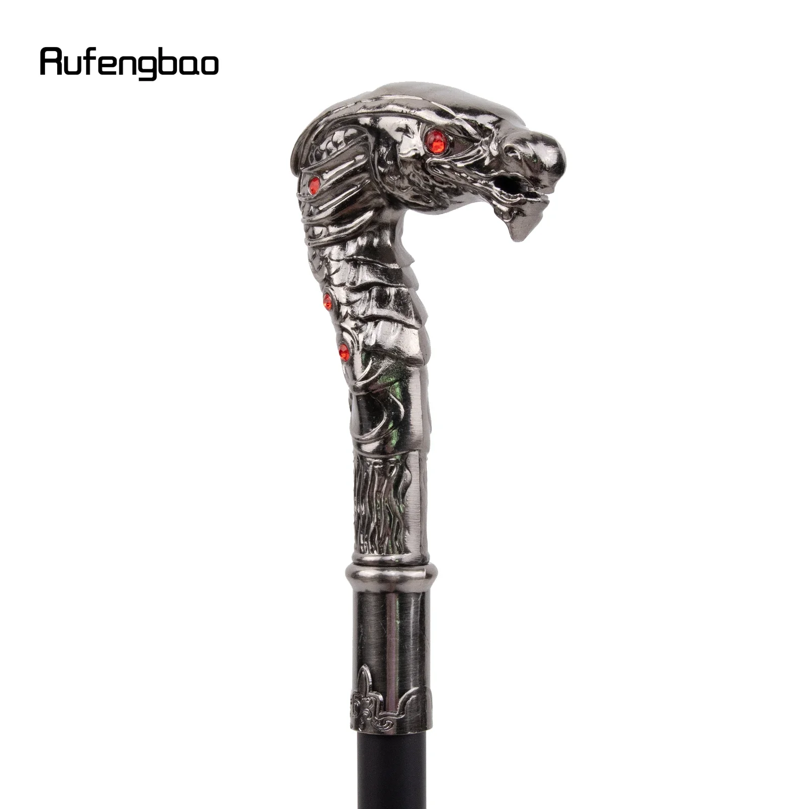 Red Eye Dragon Silber Luxus Spazierstock Party Mode Eleganter Spazierstock Dekorativer Cospaly Cane Knopf Crosier 93cm