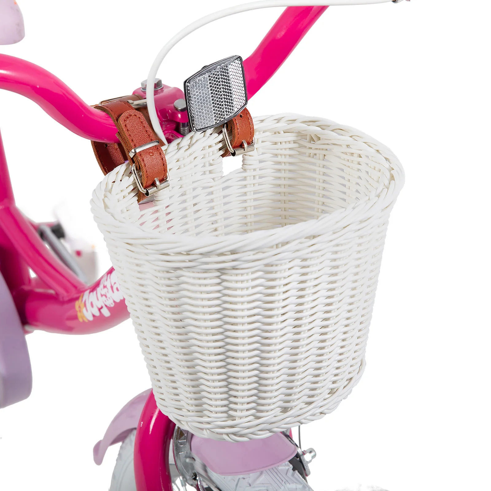 JOYSTAR Kinderfahrrad für Mädchen im Alter von 2–9 Jahren, 12, 14, 16, 45,7 cm großes Kinderfahrrad mit Stützrädern, Puppensitz, Luftschlangen, Korb, Fuchsia