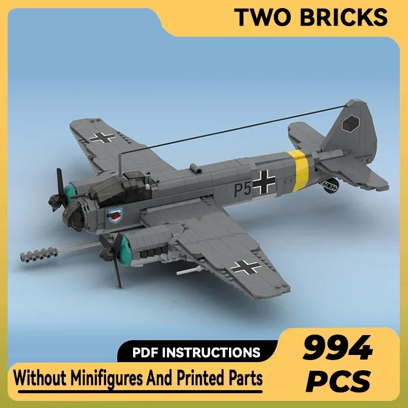 Moc Building Bricks Military Aircraft Model Junkers Ju 88 Fighter Technology Modular Blocks Gift Christmas Toy DIY Sets Assembly