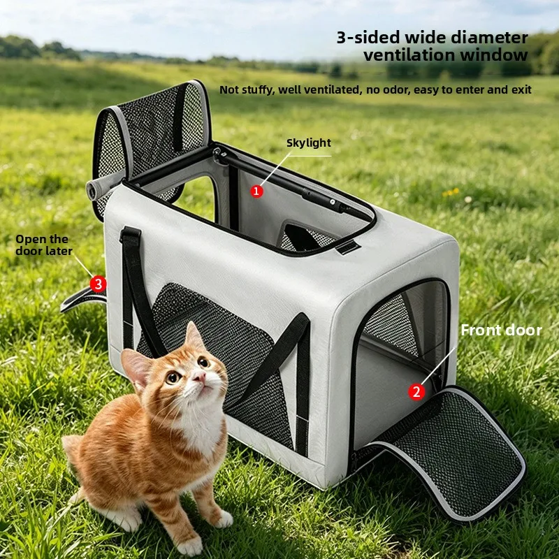 Foldable Pet Stroller Trolley Carrier Push Pull Travel Cart with Carry Handle for Cats Small Dogs Outdoor Trips Daily Use 펫 유모차