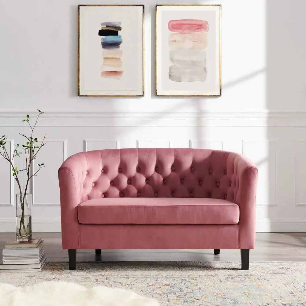 Prospect Channel Tufted Performance Velvet Modern، Loveseat، Dusty Rose
