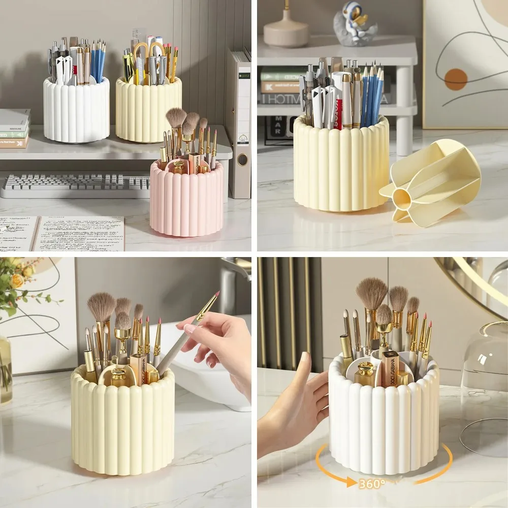 

360° Rotating Makeup Brush Holder, Cosmetic Storage Box & Lipstick Organizer for Vanity Desk Countertop