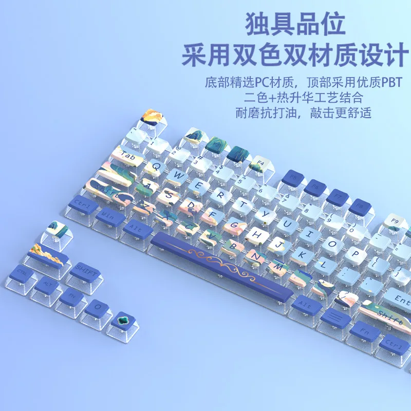 

Keycap pudding PBT sublimation personality cartoon side transparent crystal transparent mechanical keyboard keycap ASA height