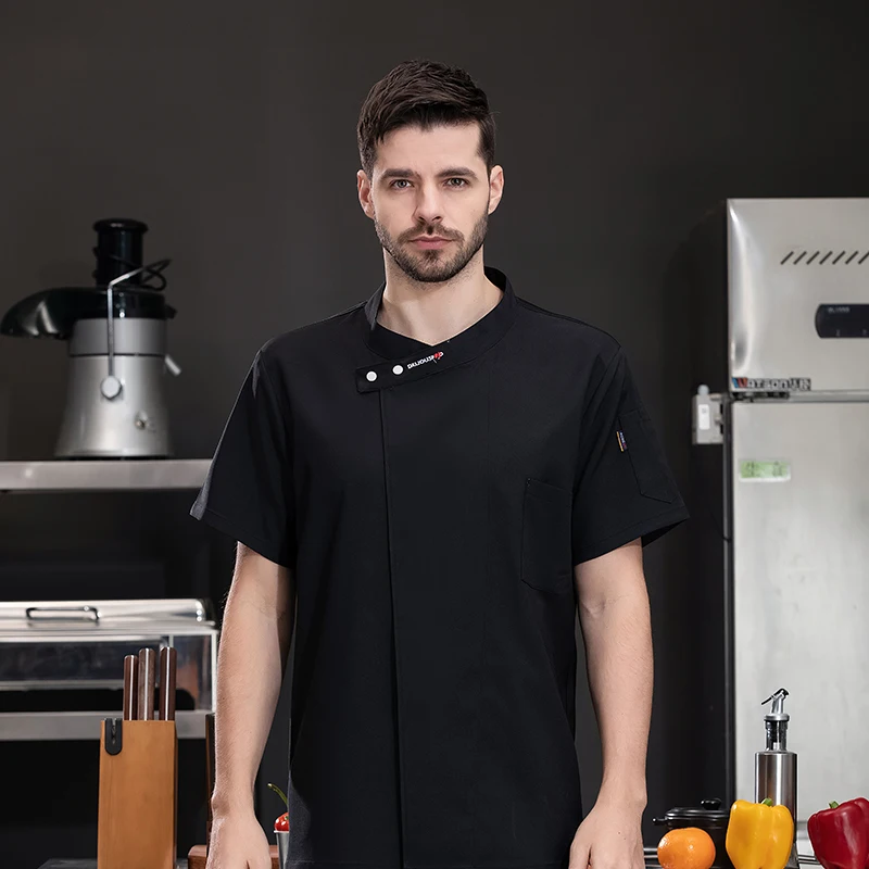 Jaqueta verão chef para restaurante, uniforme trabalho do chef, garçom, camisa branca, traje de cozinha, barbeiro, restauração, padaria, roupas de trabalho