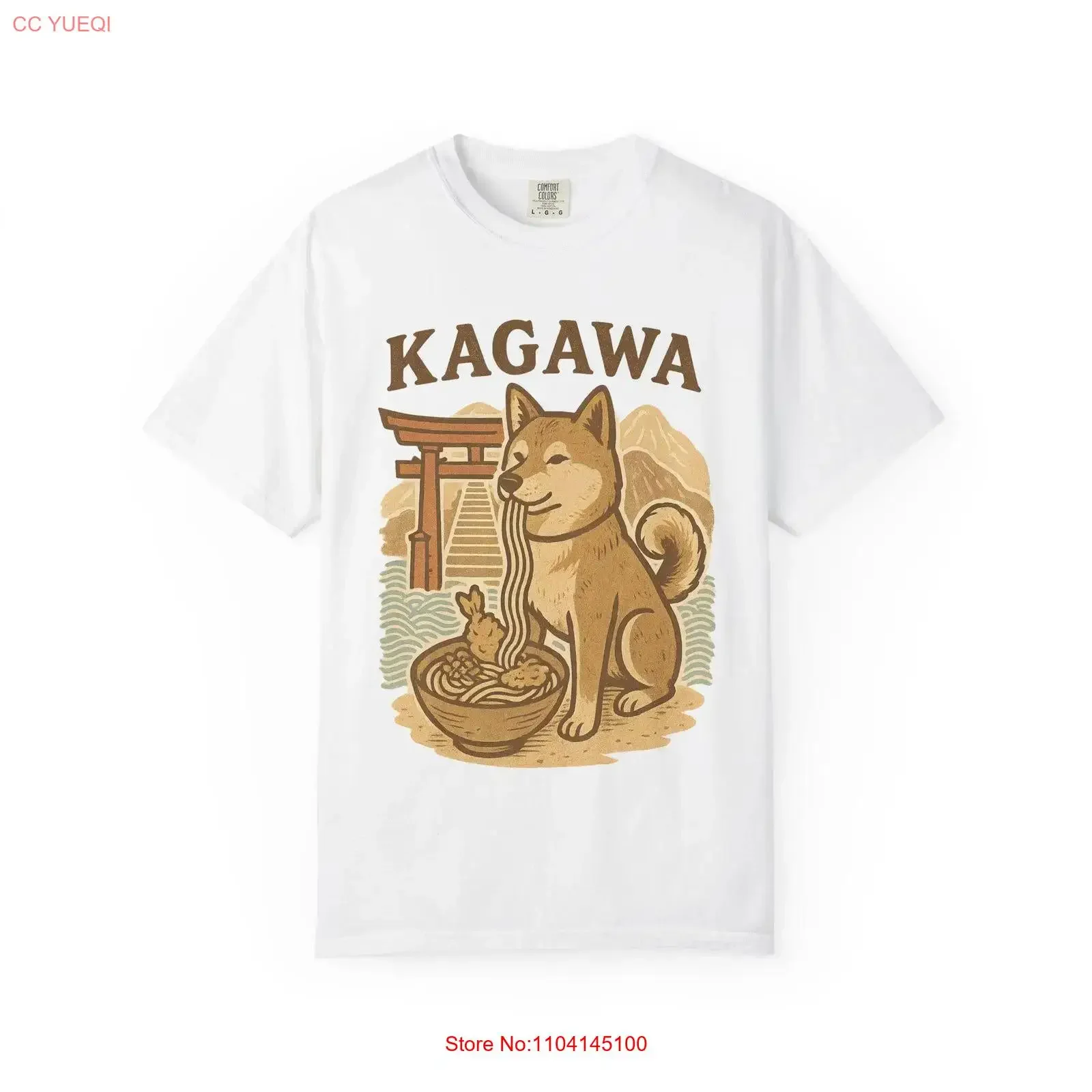 Kagawa Udon Prefecture camiseta Shikoku perro Japón viaje Top Torii Gate amante de la comida japonesa vintage gráfico lavado cómodo