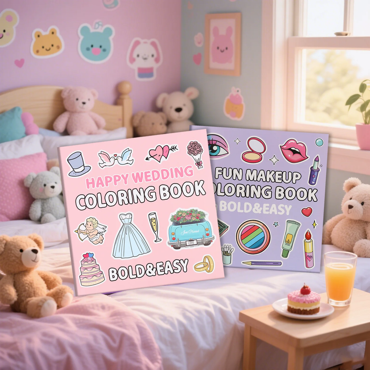 

2pcs adult leisure decompression coloring books, simple and vivid pattern design, suitable for small gifts on holidays