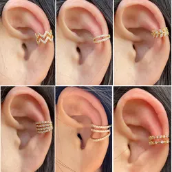 1Piece Cristal CZ Clip On Brinco EarCuff Sem Piercing Helix Cartilagem Clipe Da Orelha Envoltório Brincos Mulheres Teen Cuffs