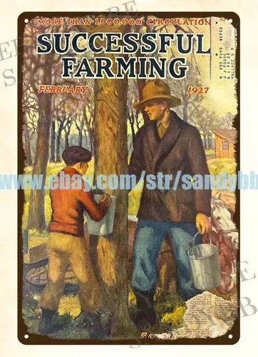 1927 Successful Farming Collecting Maple Syrup metal tin sign wall art