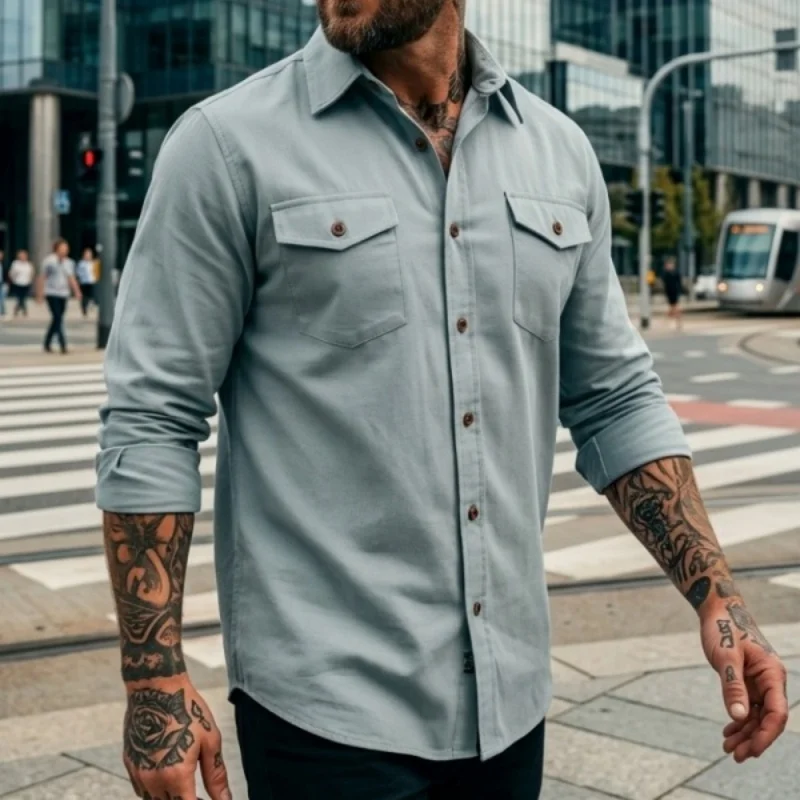 

Men's Long Sleeve Fashion Shirt | Single-Breasted Design | Outdoor & Commuter Wear | Spring/Summer Trendy Versatile Top