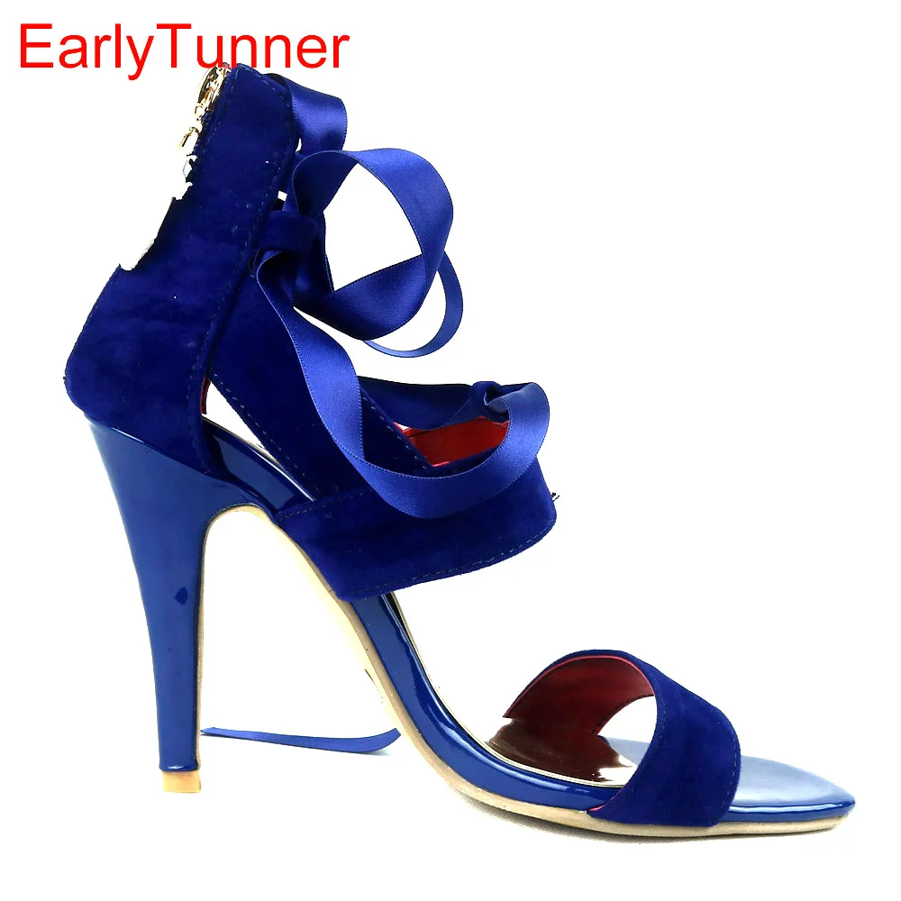 Brand New Sexy Blue Purple Women Sandals Red Rome Gladiator High Heel Lady Slingback Shoes EYS2-1 Plus Big Size 11 31 45