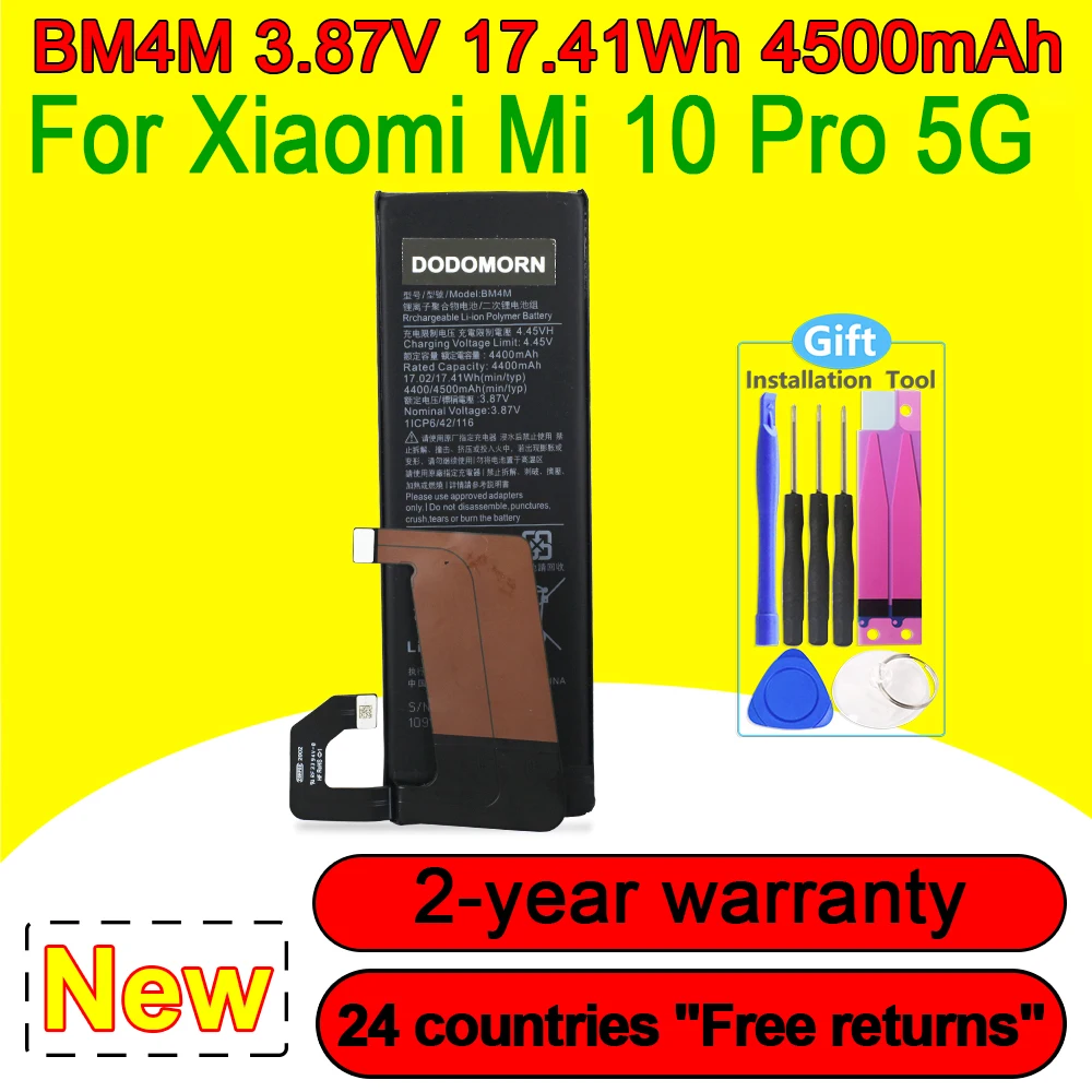 

NEW High Quality BM4M 4400mAh Battery For Xiaomi Mi 10 Pro 5G Smartphone/Smart Mobile Phone With Tracking Number/Free Tools