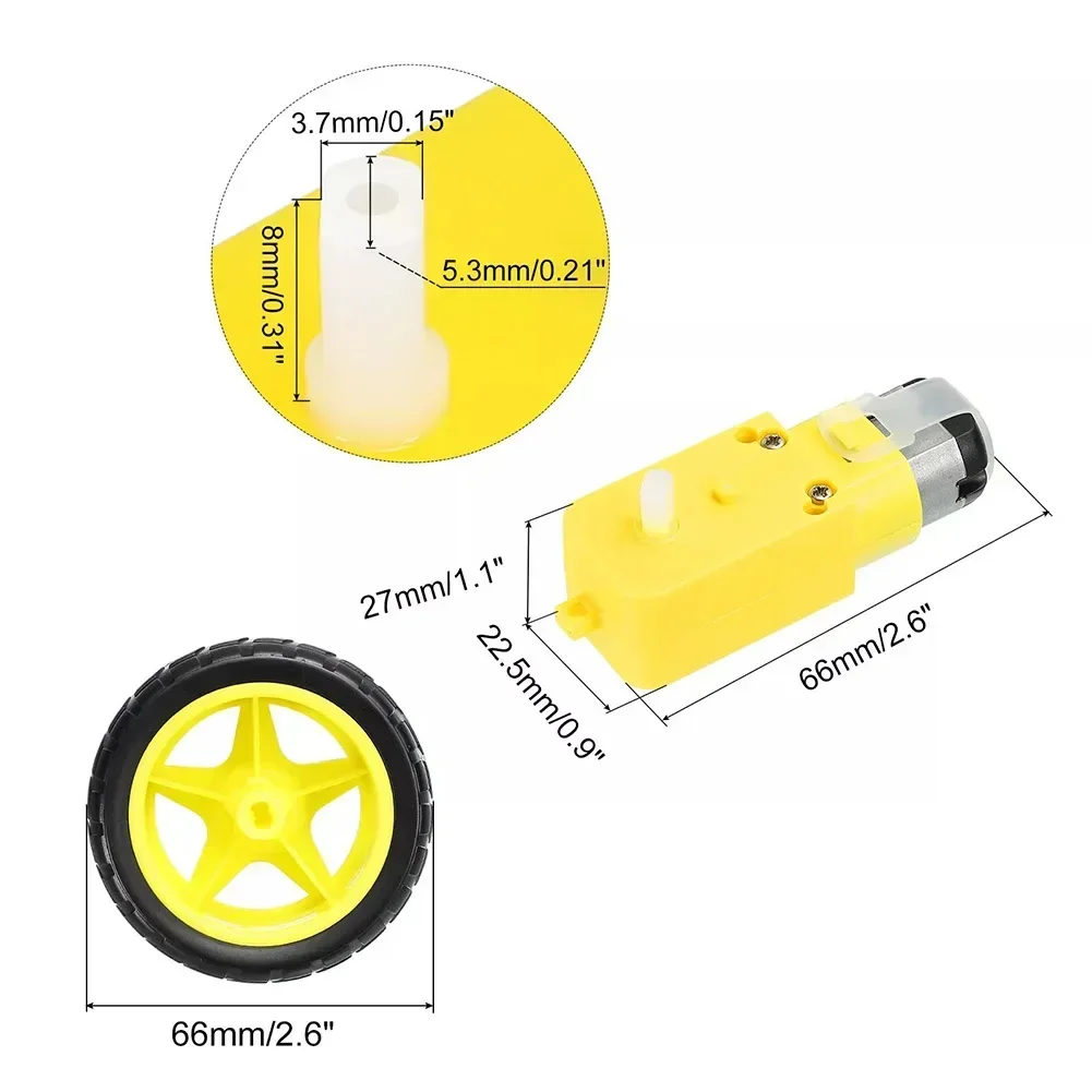 Smart Robot Car Plastic Tire Tyre Wheel w DC 6V Gear Motor Set for Arduino Longer Wheel and Motors Service Life