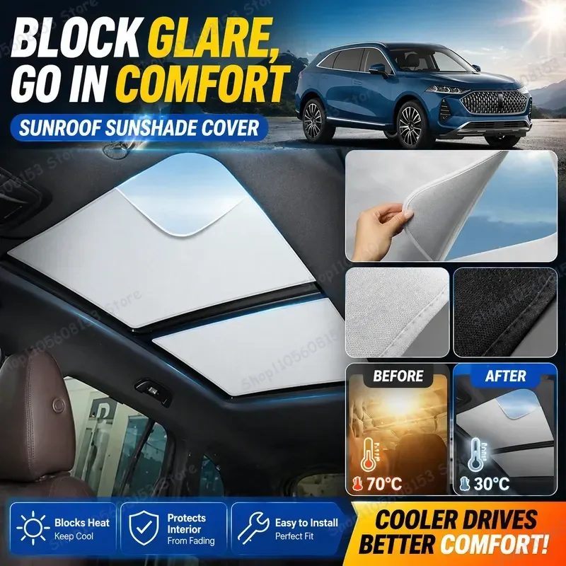 For GWM WEY 05 COFFEE 01 2022–2026 Sunroof Shade for UV Protection Heat Insulation Electrostatic Suede Fabric Skylight Cover