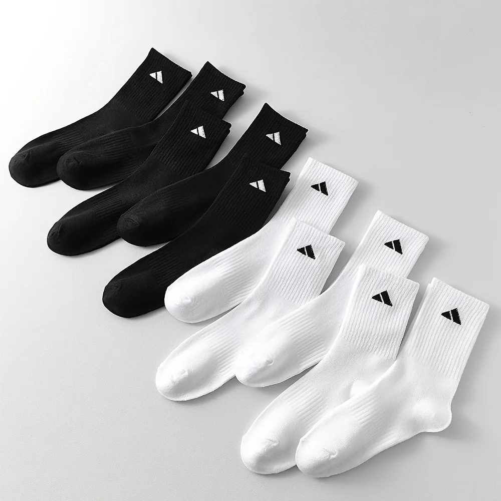 5 Paar mittelhohe Socken, lange Sportsocken mit hoher Taille, einfarbig, einfache Taille-Socken