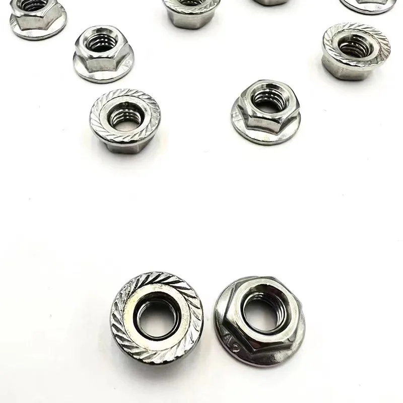 2/5/10/25pcs M3 M4 M5 M6 M8 M10 M12 High Quality Stainless Steel Hexagon Hex Head Serrated Spinlock Flange Nut Lock Nut DIN6923