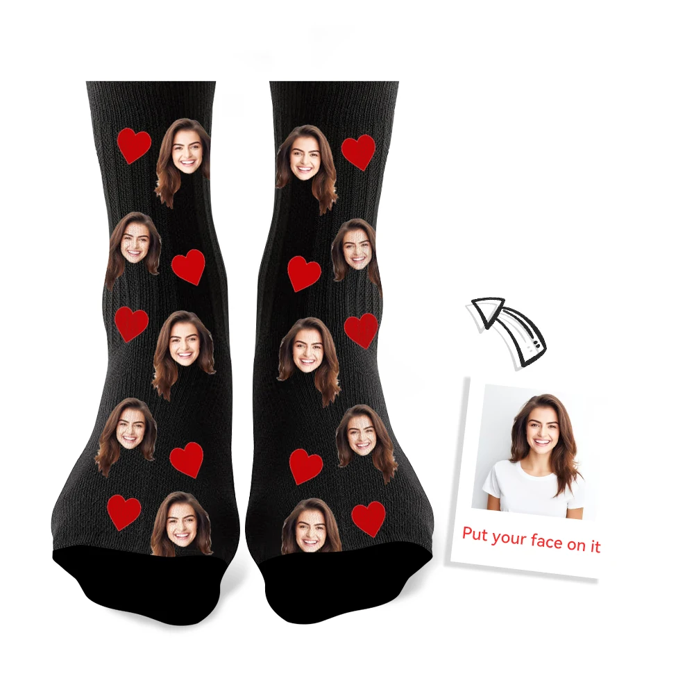 DIY Custom Men&Women Socks Funny Print Couples Dog Cat Personalized Your Face Photo on Sock Unisex Anniversary Birthday Gift