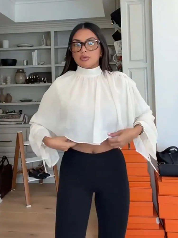 

HH Women Fashion Temperament Layered Button Decorative Long-Sleeved Pullover Top Female Simple Slim Navel-Baring Sexy Short Top