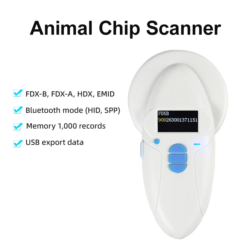 134.2KHz Animal ID Reader Dog Cat EMID 125KHz Pet Microchip Reader for Animal management