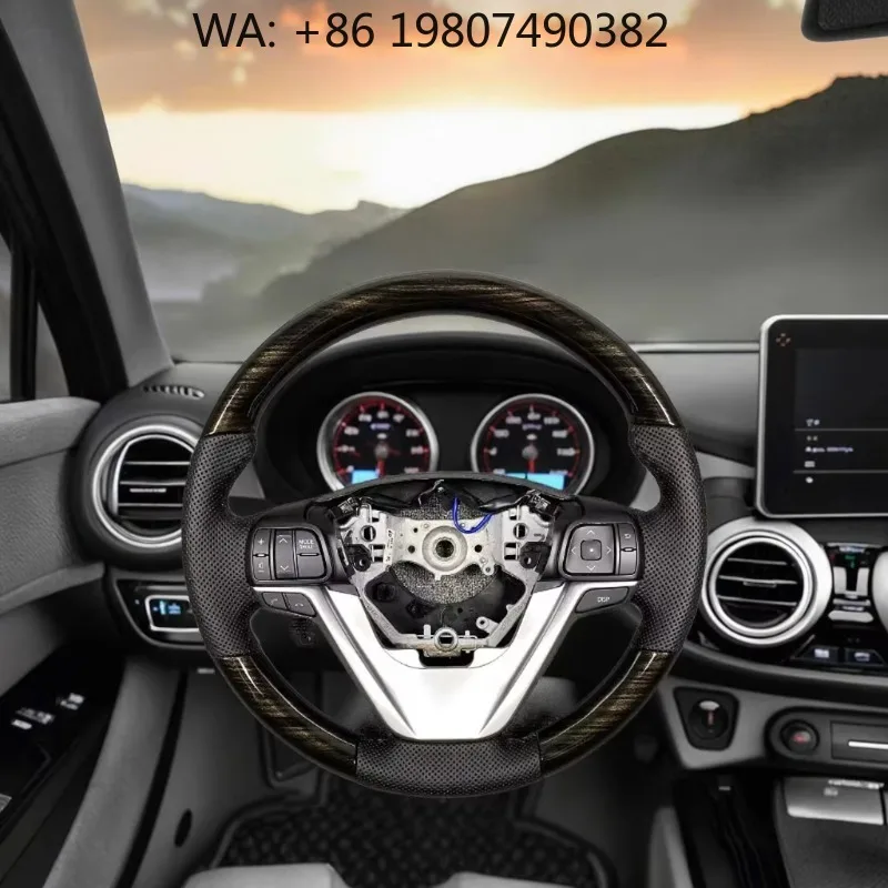 

Universal Peachwood Leather Carbon Fiber Steering Wheel Hot Modified Upade Trim For Full Range Car Interior Refit