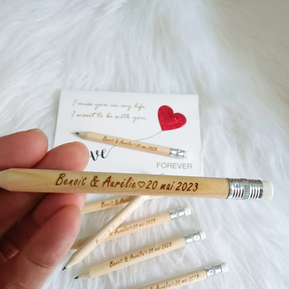 Personalized pencils, pack of 10 engraved by laser,unique custom guests gift, wedding, birthday present